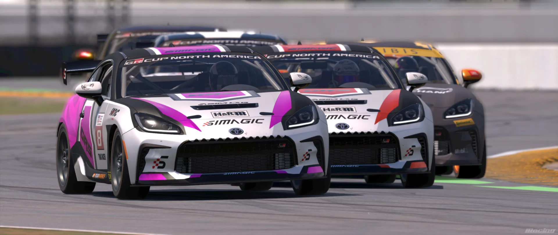 Team GRS GR86 trio with Simagic liveries at race start